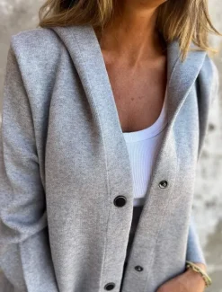 Sale Women's Casual Jacket Breathable Comfortable Buttons Pocket Casual Plain Vacation Street Casual Daily Wear Single Breasted Long Hooded Regular Fit Long Sleeve Outerwear Red Orange Drak Red Summer Women Jackets|Coats & Trench Coats
