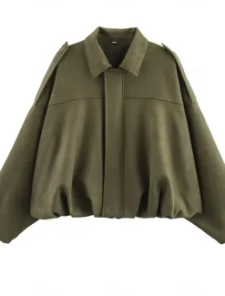 Discount Women's Casual Jacket Comfortable Breathable Pocket Buttons Casual Plain Vacation Street Casual Daily Wear Zipper Short Turndown Regular Fit Long Sleeve Outerwear Black Wine Orange Summer Spring Women Jackets