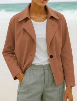 Clearance Women's Casual Jacket Comfortable Breathable Buttons Casual Plain Vacation Street Casual Daily Wear Single Breasted Short Turndown Regular Fit Long Sleeve Outerwear Black Blue Brown Spring Fall Women Jackets