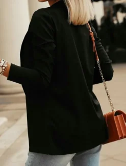 Women's Casual Jacket Comfortable Breathable Slim Fit Casual Plain Vacation Work Street Casual Open Front Regular Turndown Regular Fit Long Sleeve Outerwear Black White Blue Summer Spring Women Blazers & Suits