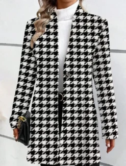 Sale Women's Casual Jacket Comfortable Breathable Print Casual Plaid Vacation Street Daily Wear Going out Open Front Regular Stand Collar Regular Fit Long Sleeve Outerwear Black Khaki Summer Spring Women Coats & Trench Coats