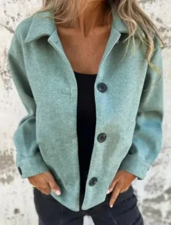 Sale Women's Casual Jacket Comfortable Breathable Buttons Casual Plain Vacation Street Casual Daily Wear Single Breasted Short Turndown Regular Fit Long Sleeve Outerwear Light Blue Light Green Pink Spring Women Jackets