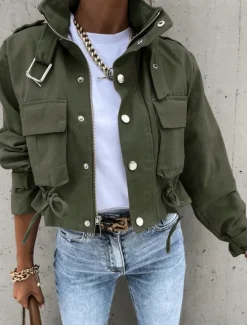 Discount Women's Casual Jacket Comfortable Breathable Zipper Print Casual Color Block Vacation Street Casual Daily Wear Zipper Short Turndown Regular Fit Long Sleeve Outerwear Black White Yellow Spring Fall Women Coats & Trench Coats