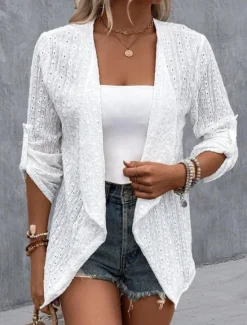 Women's Casual Jacket Dailywear Irregular Hem Solid Color Fashion Regular Fit Outerwear Long Sleeve Spring Black S Women Jackets