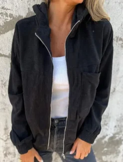Hot Women's Casual Jacket Hoodie Jacket Comfortable Breathable Zipper Pocket Simple Casual Plain Vacation Street Casual Daily Wear Zipper Regular Hooded Regular Fit Long Sleeve Outerwear Black White Pink Women Jackets