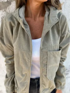 Hot Women's Casual Jacket Hoodie Jacket Comfortable Breathable Zipper Pocket Simple Casual Plain Vacation Street Casual Daily Wear Zipper Regular Hooded Regular Fit Long Sleeve Outerwear Black White Pink Women Jackets
