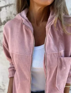 Hot Women's Casual Jacket Hoodie Jacket Comfortable Breathable Zipper Pocket Simple Casual Plain Vacation Street Casual Daily Wear Zipper Regular Hooded Regular Fit Long Sleeve Outerwear Black White Pink Women Jackets
