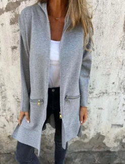 Hot Women's Casual Jacket Hoodie Jacket Breathable Comfortable Zipper Pocket Casual Plain Vacation Street Daily Wear Going out Zipper Regular Hooded Regular Fit Long Sleeve Outerwear Black Red Blue Women Jackets