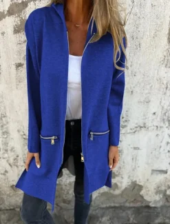 Hot Women's Casual Jacket Hoodie Jacket Breathable Comfortable Zipper Pocket Casual Plain Vacation Street Daily Wear Going out Zipper Regular Hooded Regular Fit Long Sleeve Outerwear Black Red Blue Women Jackets