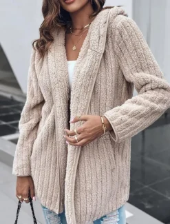 Online Women's Casual Jacket Office Work Street Fall Winter Regular Coat Regular Fit Thermal Warm Breathable Comtemporary Stylish Casual Jacket Long Sleeve Solid Color with Pockets Women Cardigans & Outerwears