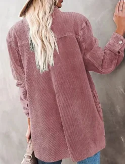 Best Women's Casual Jacket Outdoor Street Daily Wear Fall Winter Regular Coat Regular Fit Thermal Warm Breathable Stylish Casual Jacket Long Sleeve Plain with Pockets Pink Women Jackets