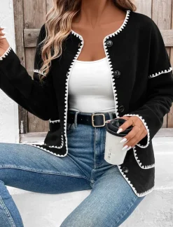 Women's Casual Jacket Outdoor Street Daily Wear Fall Winter Regular Coat Regular Fit Thermal Warm Breathable Stylish Casual Jacket Long Sleeve Solid Color with Pockets Women Cardigans & Outerwears