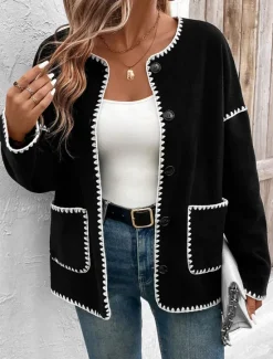 Women's Casual Jacket Outdoor Street Daily Wear Fall Winter Regular Coat Regular Fit Thermal Warm Breathable Stylish Casual Jacket Long Sleeve Solid Color with Pockets Women Cardigans & Outerwears