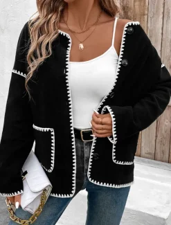 Women's Casual Jacket Outdoor Street Daily Wear Fall Winter Regular Coat Regular Fit Thermal Warm Breathable Stylish Casual Jacket Long Sleeve Solid Color with Pockets Women Cardigans & Outerwears