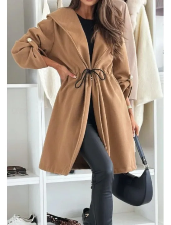 Clearance Women's Casual Jacket Outdoor Patchwork Solid Color Windproof Fashion Loose Fit Outerwear Long Sleeve Fall Black S Women Jackets|Coats & Trench Coats