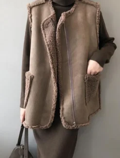 New Women's Casual Jacket Outdoor Zipper Solid Color Windproof Fashion Regular Fit Outerwear Sleeveless Fall Black M Women Jackets