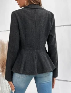 Outlet Women's Casual Jacket Outdoor Ruffle Solid Color Windproof Fashion Regular Fit Outerwear Long Sleeve Fall Camel S Women Blazers & Suits