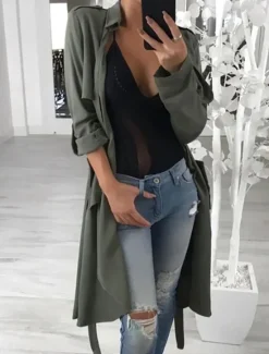 Clearance Women's Casual Jacket Outdoor Street Daily Wear Fall Winter Long Coat Regular Fit Thermal Warm Breathable Stylish Casual Jacket Long Sleeve Solid Color with Pockets Red Green Gray Women Coats & Trench Coats