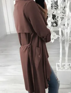 Clearance Women's Casual Jacket Outdoor Street Daily Wear Fall Winter Long Coat Regular Fit Thermal Warm Breathable Stylish Casual Jacket Long Sleeve Solid Color with Pockets Red Green Gray Women Coats & Trench Coats
