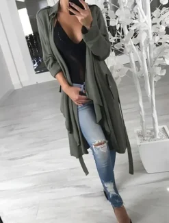 Clearance Women's Casual Jacket Outdoor Street Daily Wear Fall Winter Long Coat Regular Fit Thermal Warm Breathable Stylish Casual Jacket Long Sleeve Solid Color with Pockets Red Green Gray Women Coats & Trench Coats