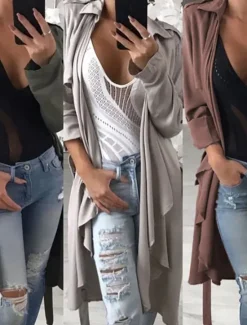 Clearance Women's Casual Jacket Outdoor Street Daily Wear Fall Winter Long Coat Regular Fit Thermal Warm Breathable Stylish Casual Jacket Long Sleeve Solid Color with Pockets Red Green Gray Women Coats & Trench Coats