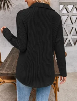 Best Women's Casual Jacket Outdoor Street Daily Wear Fall Regular Coat Regular Fit Thermal Warm Breathable Stylish Casual Jacket Long Sleeve Stripes and Plaid with Pockets Print Black Blue Khaki Women Jackets