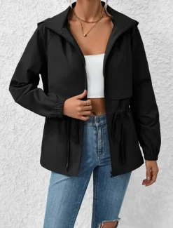 Sale Women's Casual Jacket Outdoor Street Daily Wear Fall Winter Regular Coat Regular Fit Waterproof Windproof Breathable Stylish Casual Jacket Long Sleeve Plain with Pockets Full Zip Black White Coffee Women Jackets