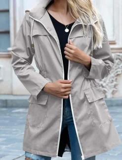 Clearance Women's Casual Jacket Street Daily Wear Fall Winter Regular Coat Loose Fit Stylish Casual Jacket Long Sleeve Solid Color Full Zip Black Light Grey Green Women Coats & Trench Coats