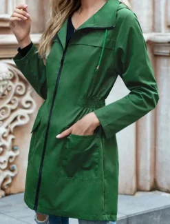 Clearance Women's Casual Jacket Street Daily Wear Fall Winter Regular Coat Loose Fit Stylish Casual Jacket Long Sleeve Solid Color Full Zip Black Light Grey Green Women Coats & Trench Coats