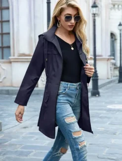 Clearance Women's Casual Jacket Street Daily Wear Fall Winter Regular Coat Loose Fit Stylish Casual Jacket Long Sleeve Solid Color Full Zip Black Light Grey Green Women Coats & Trench Coats