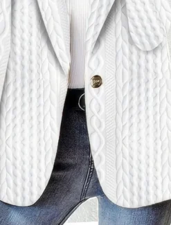 Discount Women's Casual Jacket Textured Jackets Adjustable Solid Color Casual / Daily Stylish Regular Fit Outerwear Long Sleeve Spring White S Women Jackets