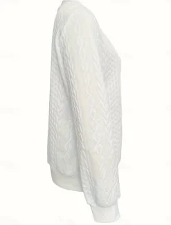 Women's Casual Jacket Textured Jackets Patchwork Solid Color Comfortable Stylish Regular Fit Outerwear Long Sleeve Spring White S Women Jackets