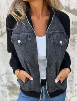 Discount Women's Casual Jacket Textured Jackets Outdoor Street Daily Wear Fall Winter Short Coat Stand Collar Regular Fit Thermal Warm Breathable Stylish Casual Jacket Long Sleeve Color Block Full Zip with Women Jackets