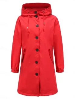 Women's Casual Jacket Trench Coat Outdoor Street Daily Wear Fall Winter Regular Coat Regular Fit Thermal Warm Rain Waterproof Breathable Stylish Casual Jacket Long Sleeve Solid Color with Pockets Women Coats & Trench Coats
