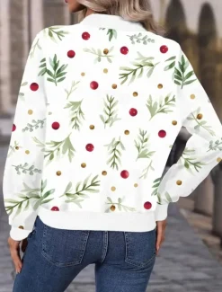 New Women's Casual Jacket Warm Quick Dry Zipper Pocket Elegant Fashion Daily Simple Floral Vacation Casual Daily Holiday Short Baseball Collar Regular Fit Long Sleeve Outerwear Black White Spring Fall Women Jackets
