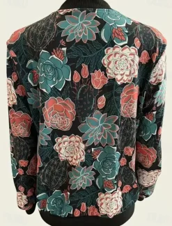 Discount Women's Casual Jacket Warm Quick Dry Zipper Pocket Elegant Fashion Daily Simple Floral Vacation Casual Daily Holiday Regular Baseball Collar Regular Fit Long Sleeve Outerwear Black Green Gray Spring Women Jackets