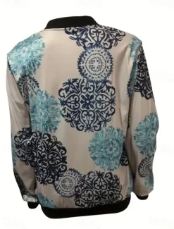 Discount Women's Casual Jacket Warm Quick Dry Zipper Pocket Elegant Fashion Daily Simple Floral Vacation Casual Daily Holiday Regular Baseball Collar Regular Fit Long Sleeve Outerwear Black Green Gray Spring Women Jackets