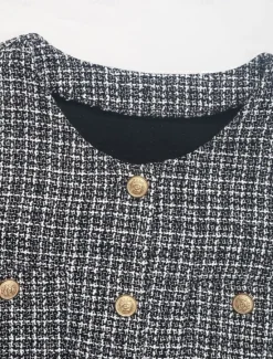 New Women's Casual Jacket Warm Breathable Buttons Casual Plaid Vacation Street Daily Wear Going out Single Breasted Short Crewneck Regular Fit Long Sleeve Outerwear Fall Winter Women Jackets|Blazers & Suits