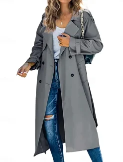 New Women's Casual Jacket Work Button Solid Color Windproof Fashion Loose Fit Outerwear Long Sleeve Fall Black S Women Jackets|Coats & Trench Coats