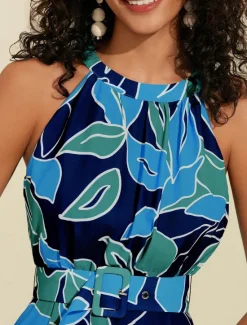 Women's Chiffon Dress Maxi Dress Purple Sleeveless Floral Ruffle Printing Spring & Summer Round Pattern Dress XS S M Women Floral Dresses|Chiffon Dresses