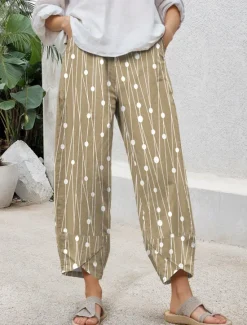 Hot Women's Chinos Baggy Pants Casual Ankle-Length High Waist Graphic Geometric Patchwork Drawstring Printing Thermal Warm Breathable Micro-elastic Casual Daily Violet Robin's Egg Blue Green Khaki Summer Women Pants