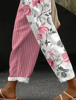 Discount Women's Chinos Baggy Pants Beach Shorts Vintage Fashion Basic Full Length High Waist Floral Graphic Plaid Printing Breathable Soft Micro-elastic Vacation Causal Casual Summer Spring Regular Fit Women Pants