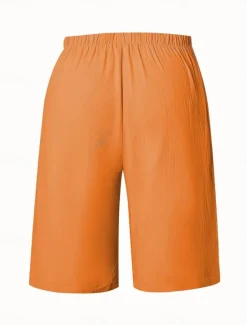 Sale Women's Chinos Bermuda shorts Vacation Fashion Basic Knee Length High Waist Plain Pocket Elastic Waistband Comfy Soft Comfortable Micro-elastic Outdoor Street Army Green Navy Black White Summer Spring Women Shorts