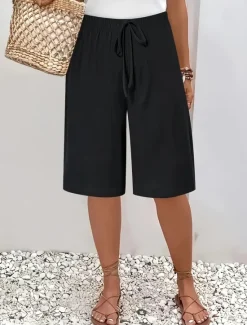 Sale Women's Chinos Bermuda shorts Vacation Fashion Basic Knee Length High Waist Plain Pocket Elastic Waistband Comfy Soft Comfortable Micro-elastic Outdoor Street Army Green Navy Black White Summer Spring Women Shorts