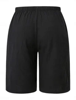 Sale Women's Chinos Bermuda shorts Vacation Fashion Basic Knee Length High Waist Plain Pocket Elastic Waistband Comfy Soft Comfortable Micro-elastic Outdoor Street Army Green Navy Black White Summer Spring Women Shorts