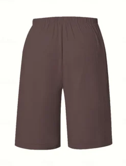 Sale Women's Chinos Bermuda shorts Vacation Fashion Basic Knee Length High Waist Plain Pocket Elastic Waistband Comfy Soft Comfortable Micro-elastic Outdoor Street Army Green Navy Black White Summer Spring Women Shorts