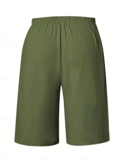 Sale Women's Chinos Bermuda shorts Vacation Fashion Basic Knee Length High Waist Plain Pocket Elastic Waistband Comfy Soft Comfortable Micro-elastic Outdoor Street Army Green Navy Black White Summer Spring Women Shorts