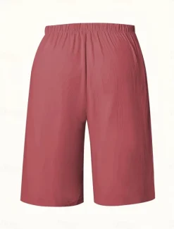Sale Women's Chinos Bermuda shorts Vacation Fashion Basic Knee Length High Waist Plain Pocket Elastic Waistband Comfy Soft Comfortable Micro-elastic Outdoor Street Army Green Navy Black White Summer Spring Women Shorts