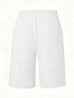 Sale Women's Chinos Bermuda shorts Vacation Fashion Basic Knee Length High Waist Plain Pocket Elastic Waistband Comfy Soft Comfortable Micro-elastic Outdoor Street Army Green Navy Black White Summer Spring Women Shorts