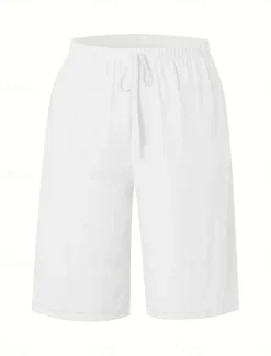 Sale Women's Chinos Bermuda shorts Vacation Fashion Basic Knee Length High Waist Plain Pocket Elastic Waistband Comfy Soft Comfortable Micro-elastic Outdoor Street Army Green Navy Black White Summer Spring Women Shorts